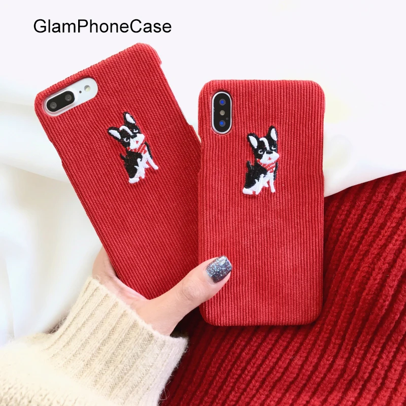GlamPhoneCase зимний красный тканевый чехол для телефона iPhone 6 6S 7 8 Plus 6splus X милый 3D