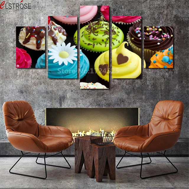 

CLSTROSE Direct Selling Promotion Modern Unframed Delicious Food 5 Pcs Modular Pictures Wall Art Home Decor For Living Room