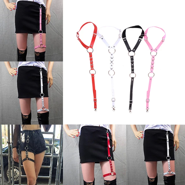 Womens Elastic Anti Slip Leg Garter Belt Thigh High Stocking Suspender with  Clip 