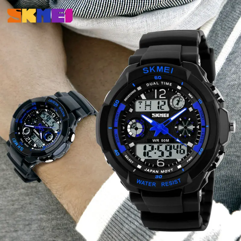 

SKMEI Brand Quartz Digital Watch Men Sports Watches Clock Reloj 50m Watwrproof Relojes Relogio Masculino Mens Wristwatches 0931