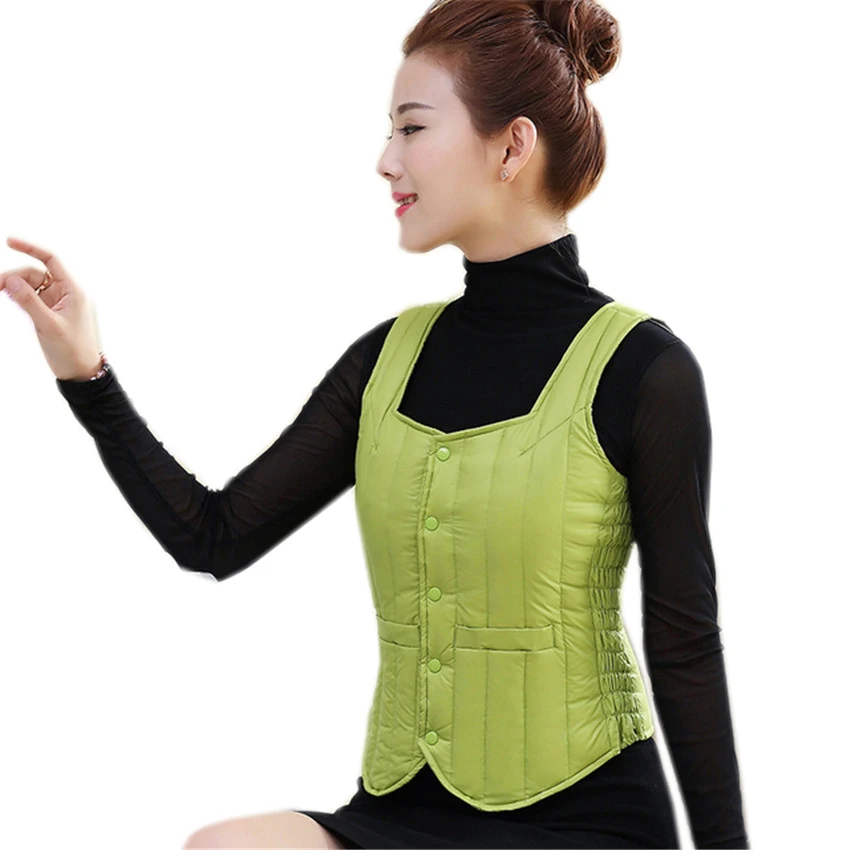 New Autumn Winter Women Warm Down Jacket Sleeveless Coat Female Slim Vests Waistcoat Lady Short Paragraph Vest Clothings WZ106 | Женская