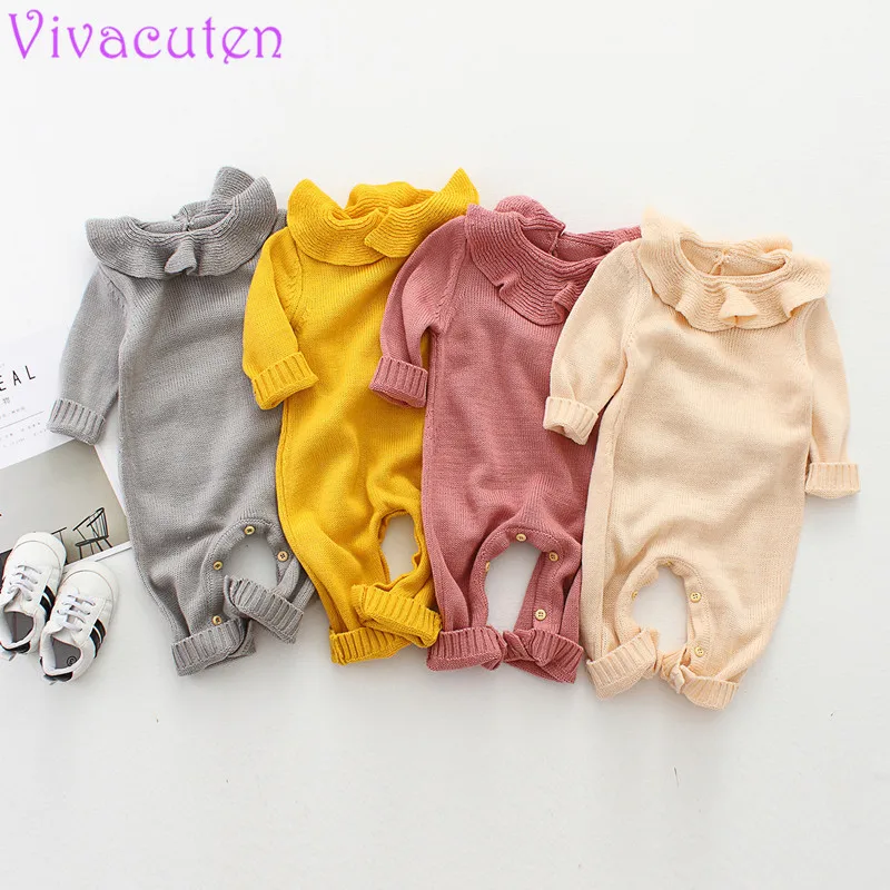 

Spring Baby Girl Knitted Rompers Cotton Ruffle Newborn Baby Clothes Autumn Long Sleeve Girls Boys Jumpsuit Kids Outfits Overalls