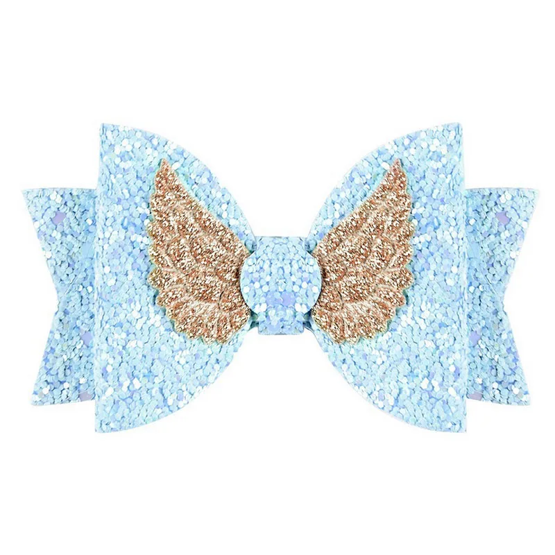 Заколка-бабочка для девочек, блестящая луки с зажимом, 3 дюйма, заколка-бабочка, заколка для волос, принт в виде сердца, точечный дизайн для детей, подарок A232 - Цвет: A226-NO.7