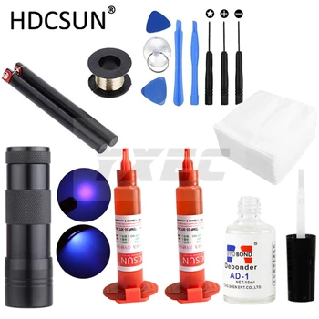 

15 in1 LOCA tp-2500 UV Glue 5ml +9led UV curing light+Uv Glue Remover 20g +Cutting Wire 100m+clothes For LCD Touch Screen Repair