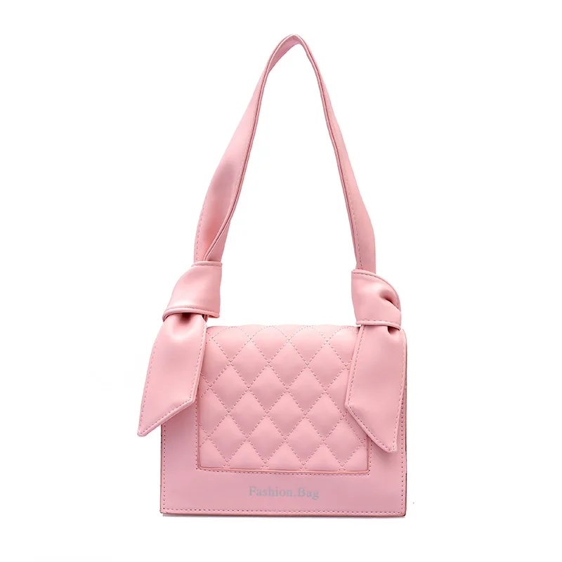 Pink Bow Shoulder Bag Women Summer Female Grid Women's Ladies Handbags ...