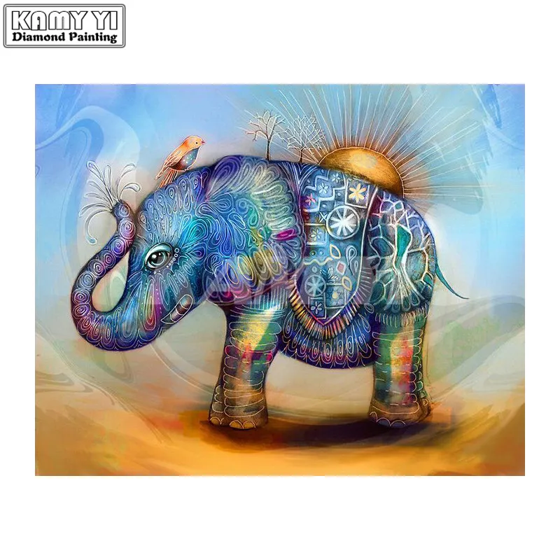FullDiamond Embroidery Blue Elephant 5D DIY Diamond Painting Cross Stitch 3D Diamond Mosaic almaznaya pattern