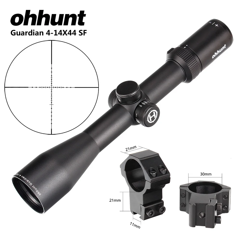 Ohhunt Guardian 4-14X44 SF Охотничья винтовка 30 мм Труба боковая Parallax тактические оптические прицелы с крышкой KillFlash и кольцами для крепления - Цвет: High Dovetail Rings