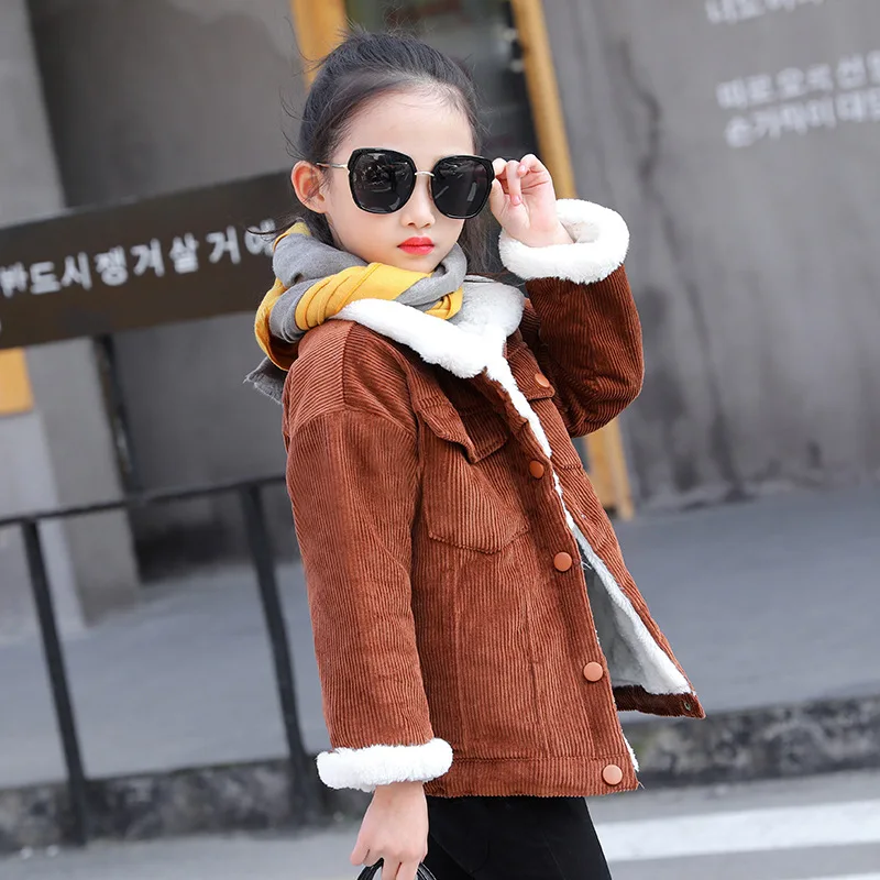 

2019 Spring Kids Girls Clothes Coat for 4 6 8 10 to 12 Years Wool Coat Long Sleeve Thickening Jacket Tops Kids Winter Wear 5A25A