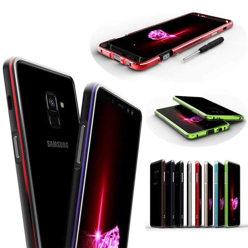 

For Samsung A8 Plus 2018 A730 Bumper Glitter Metal Aluminum Bumper Frame Case Cover for Samsung Galaxy A8 Plus A8Plus 2018 A730F