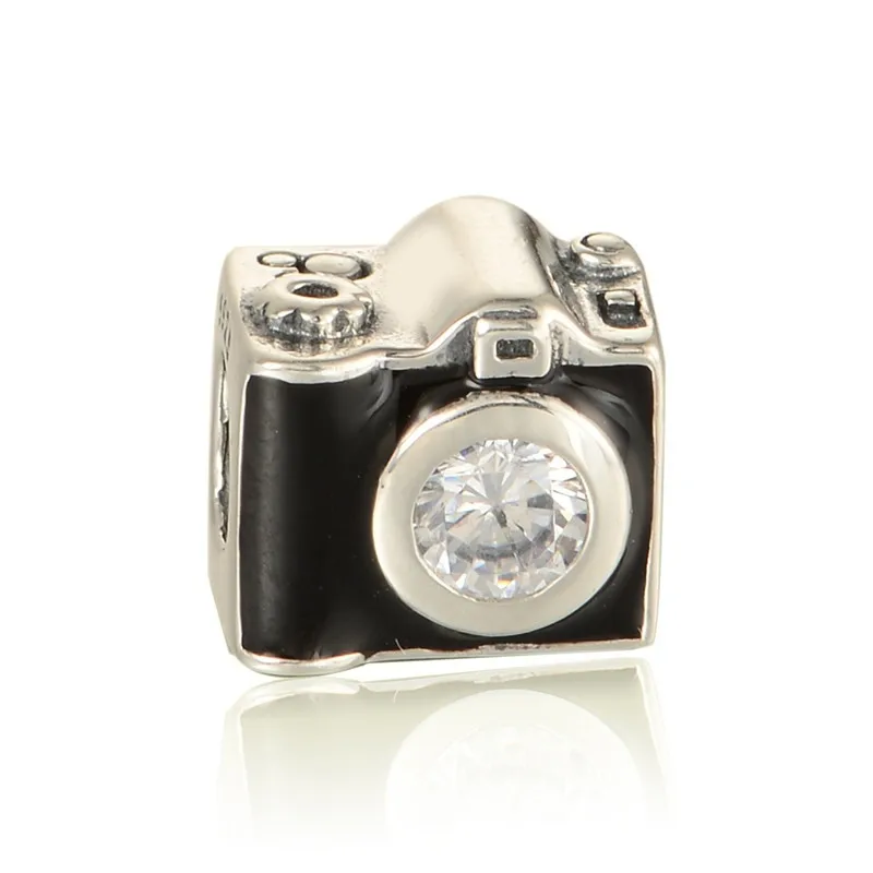 

Pandulaso New 100% Sterling-Silver-Jewelry Beads Camera Charm With CZ Fit Silver Charm Bracelets & Choker DIY Jewelry For Women