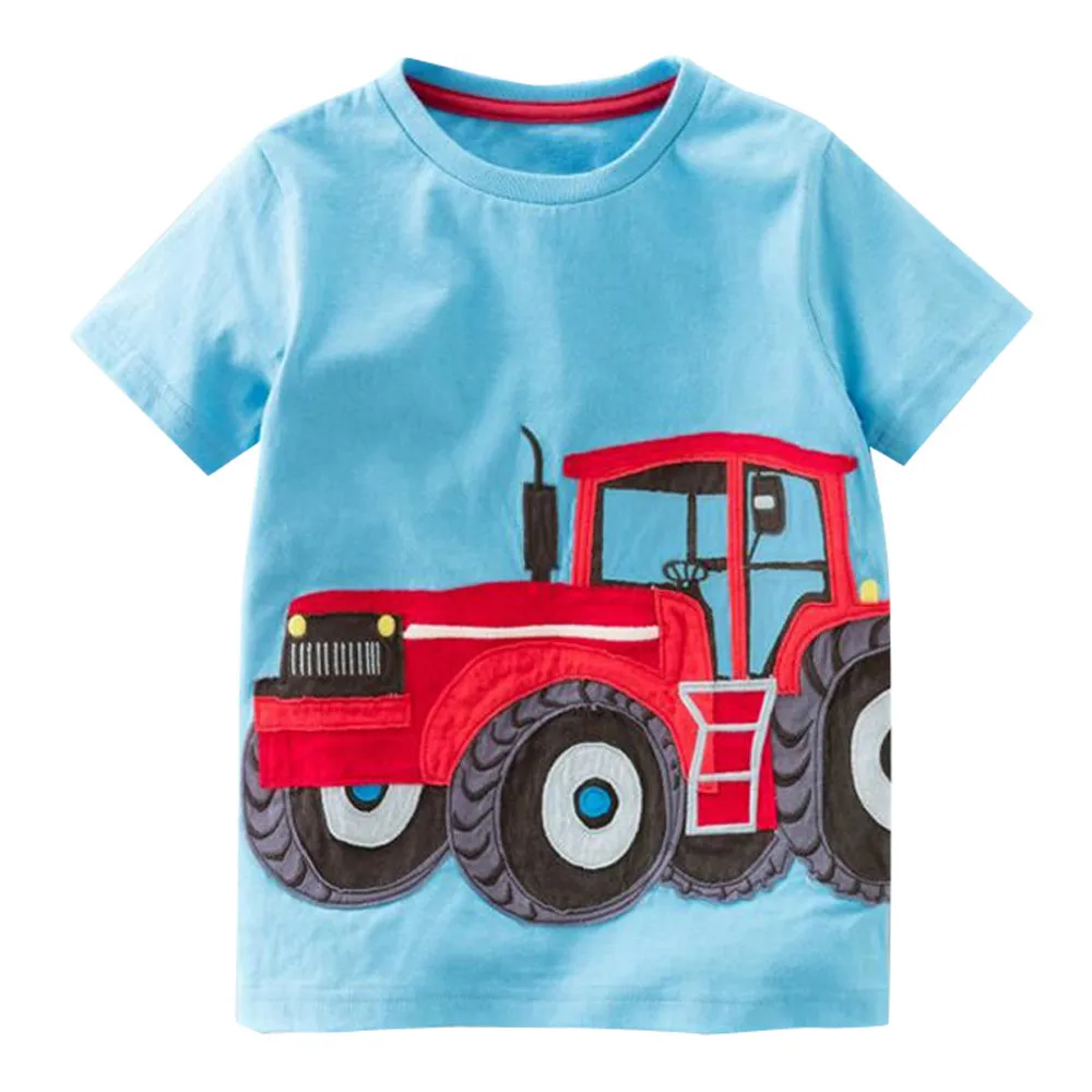 Летняя футболка для маленьких мальчиков хлопковые топы с рисунком машины, футболки для мальчиков, детская верхняя одежда, топы для детей 2-8 лет