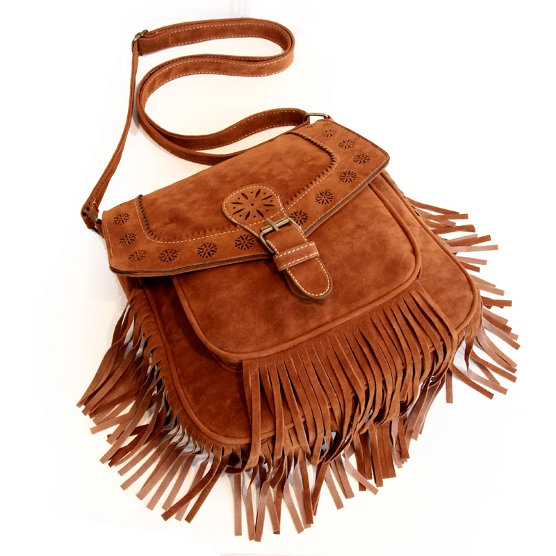 2019 Autumn and winter Women Faux Suede Fringe Tassels Handbags vintage