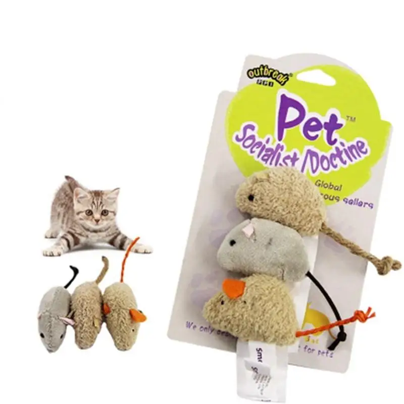 AsyPets 3 шт. Pet Cat устойчивая к укусам игрушка плюшевая высокая имитация маленькая мышь позволяет прятаться игры Реквизит-20