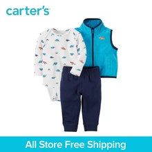 3pcs dinosaur prints bodysuit fleece vest pants Set Carter s baby boy clothing sets Spring autumn
