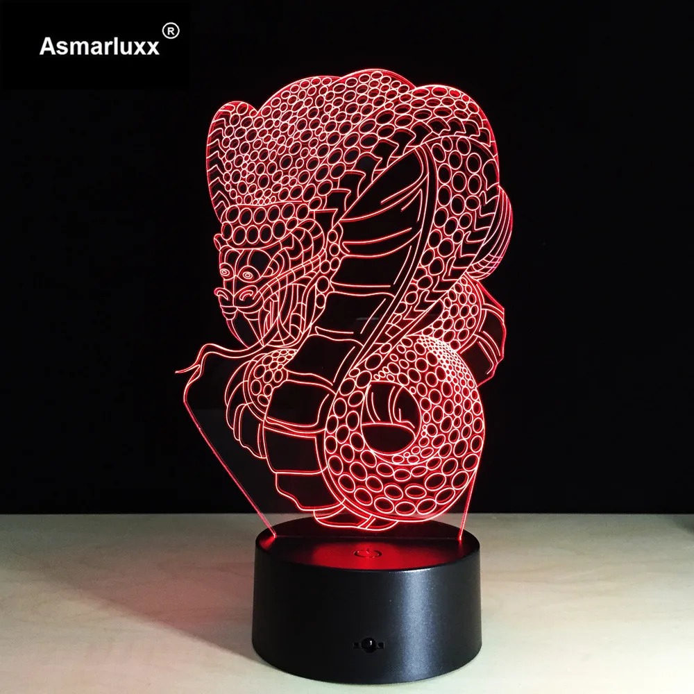 Snake 3D LED Night Light Acrylic Colorful Gradient Atmosphere Lamp With