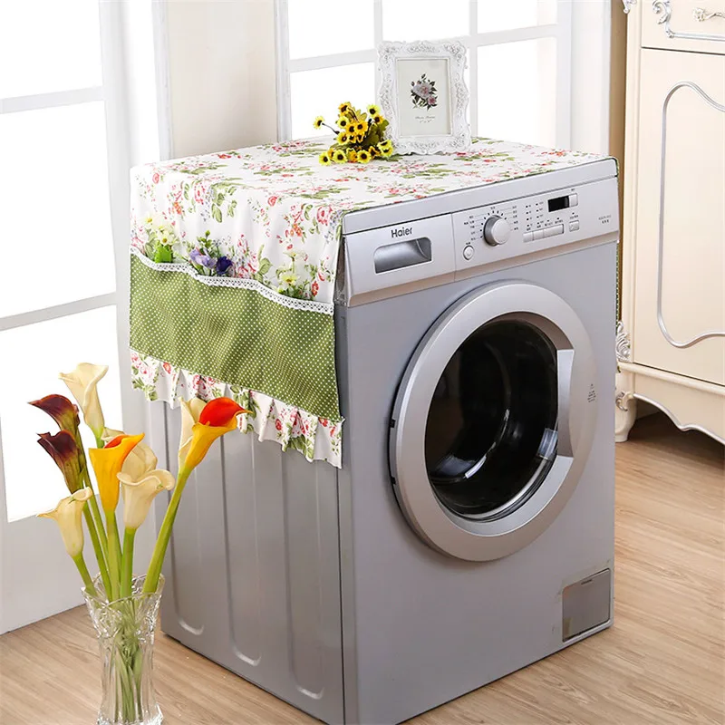 

1 piece Dust Cover for Washing Machine Microwave Oven Refrigerator Polyester Faric Flower Dustproof Storage Bags Home Decor