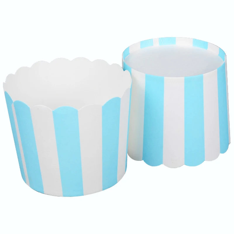 Большой Размеры 50 шт./пакет сине-белые в полоску Дизайн кекс чашку для свадьбы День рождения Год Вечерние Маффин кекс Бумага торт случае
