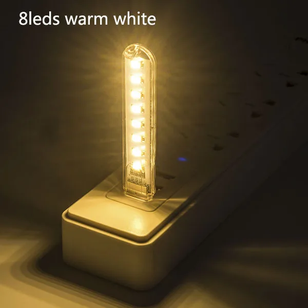 ZMJUJA светодиодный ночник, USB Светодиодная лампа для чтения, лампы для чтения, ночник для детей, спальни, ноутбука, ночного чтения в помещении - Испускаемый цвет: 8led warm white
