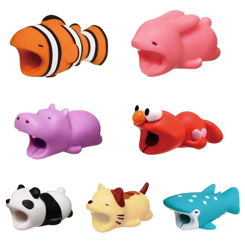 

Cute Cable Bite Animal Protector For phone Cable Holder Cable Protector Animal Bites Dog Panda Shark Rabbit Hippo Protector Toys