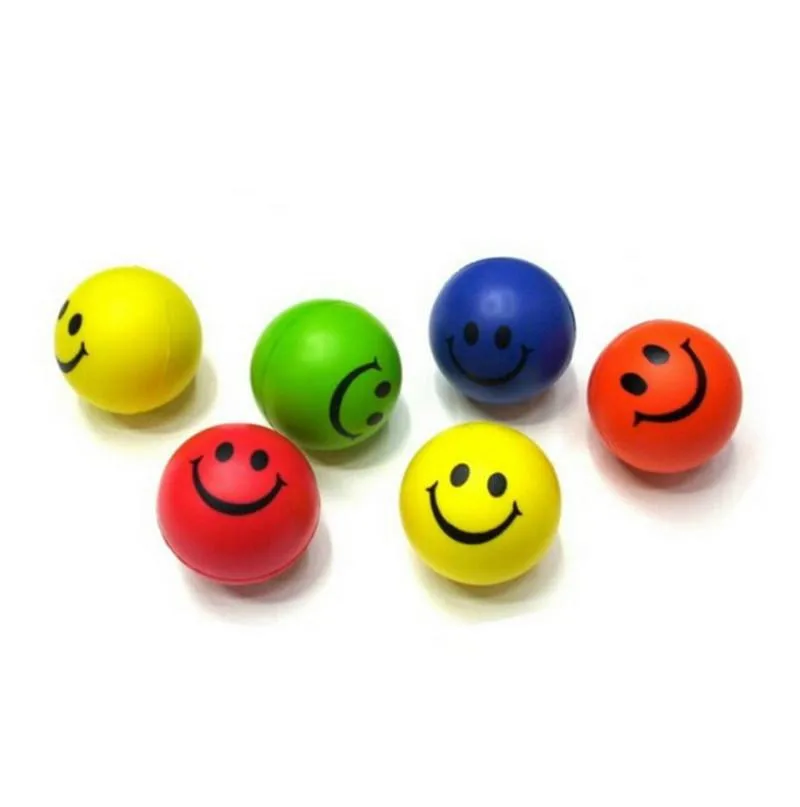 

3pcs Dia 6.3cm Stress Ball Novetly Smile Face Print Squeeze Ball Hand Wrist Exercise Stress Ball PU Rubber Toy Balls
