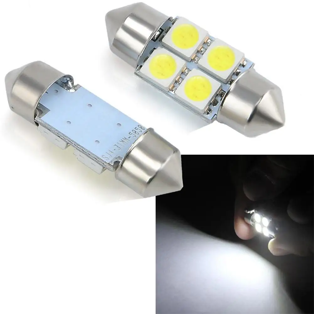 Белый 10 шт. 5050 4smd 4 smd 31 мм C5W светодиодный микро общий автомобиль гирлянда для