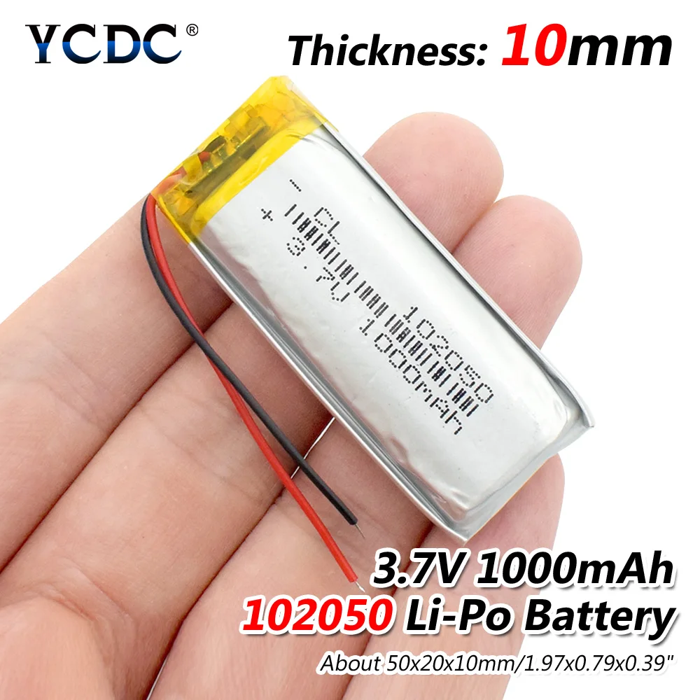 YCDC 1000mAh литий полимерная Lipo аккумуляторная батарея 3 7 V 102050 для MP3 MP4 gps Bluetooth