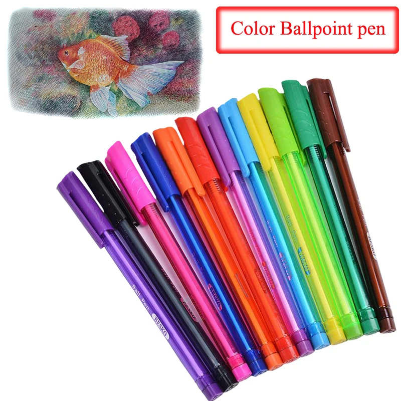 

10/12 colors Ballpoint pen stylo pennen boligrafos kugelschreiber canetas penna kalem pens for writing caneta lapiceras 03652