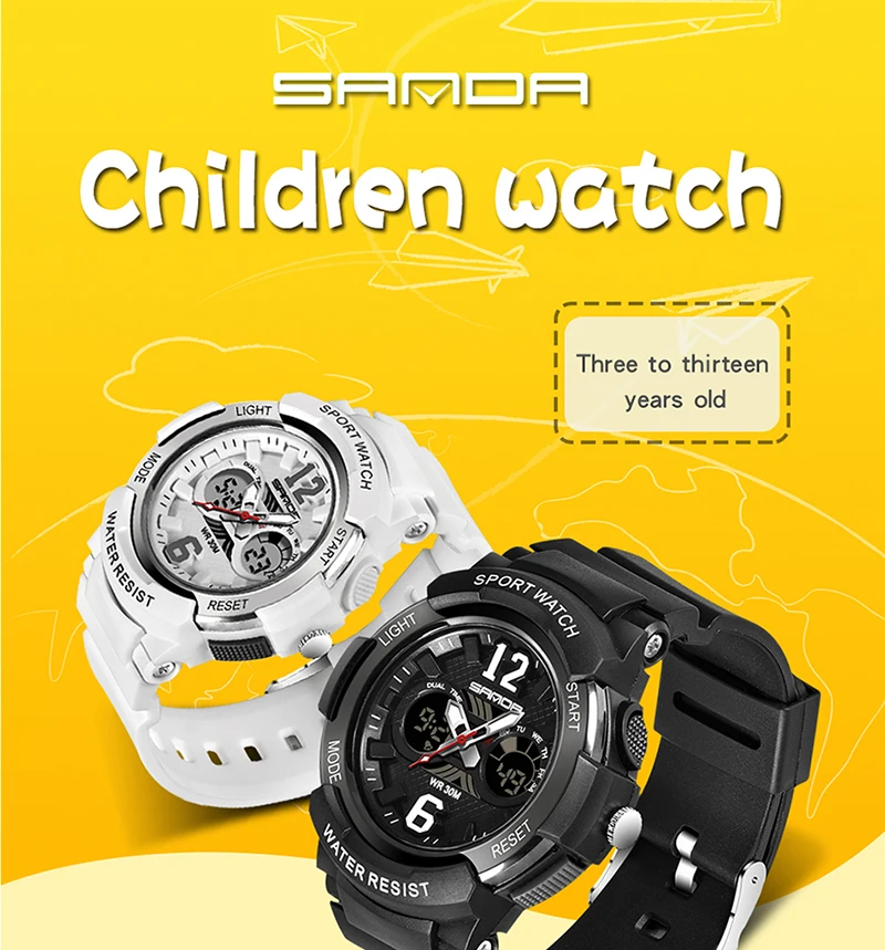 Детские часы SANDA Топ люксовый бренд цифровые часы водонепроницаемые спортивные часы электронные наручные часы Детские часы для детей