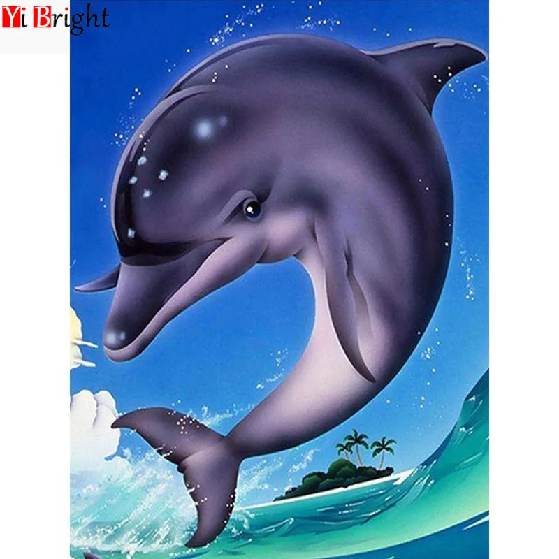 

Diamond Mosaic Animals Decoration Home Diamond Embroidery DIY Full Square Drill Resin Paint With Diamonds Dolphin XY1