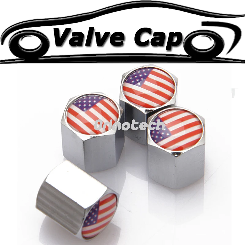 4PCS USA American Flag Vehicle Car Wheel Tire Valves Caps Cover For