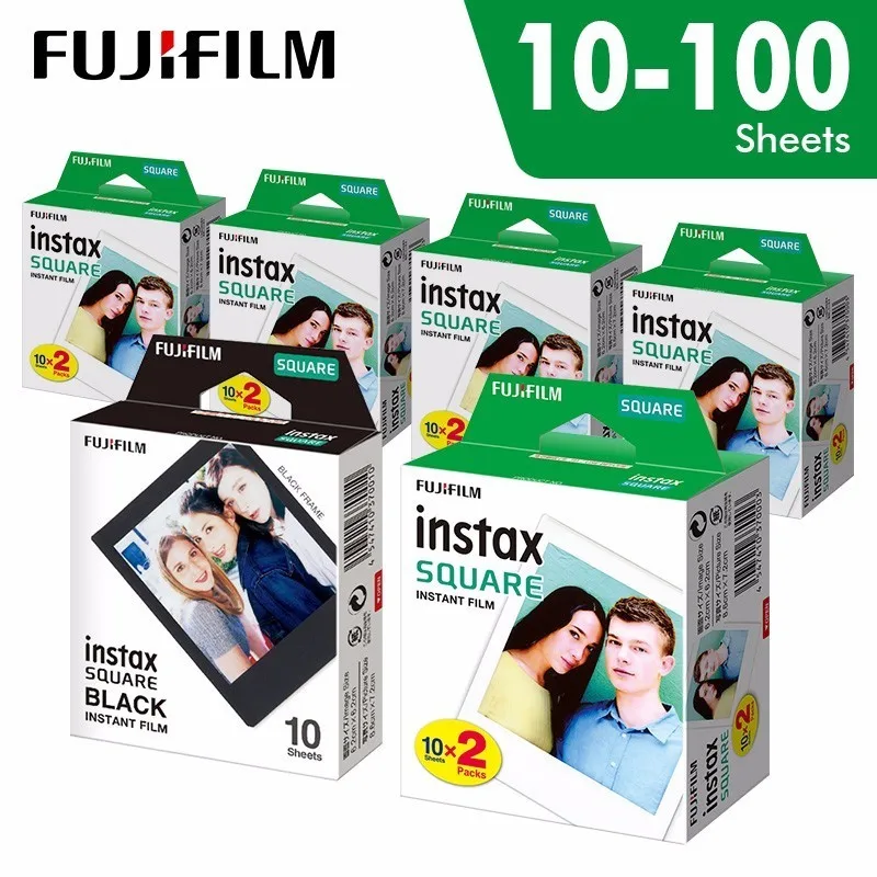 Оригинальная Fujifilm Instax квадратная мгновенная белая пленка 10 до 100 листов для Fuji SQ10 6 20 SP2 Гибридный формат камер