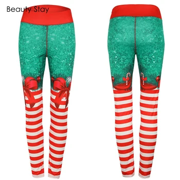 

Beauty Stay Women Leggings Polyester Print High Waist Seamless Leggings Christmas Style Fitness Womens Plus Size Fashions