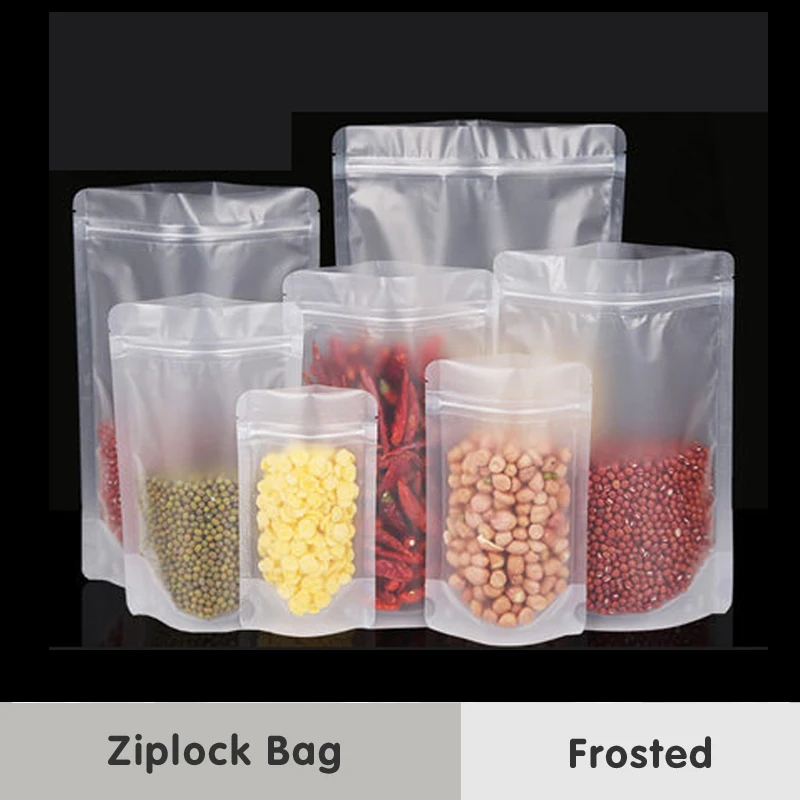 Stand Up Food Pouch Matte Zip Lock Plastic Bag Packaging Frosted Self