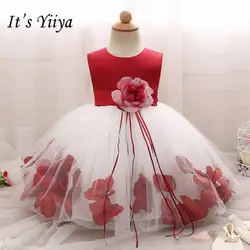 Это yiiya Новая Мода Лепесток для девочек в цветочек платья Элегантный О-образным вырезом панелями платье для девочек B012