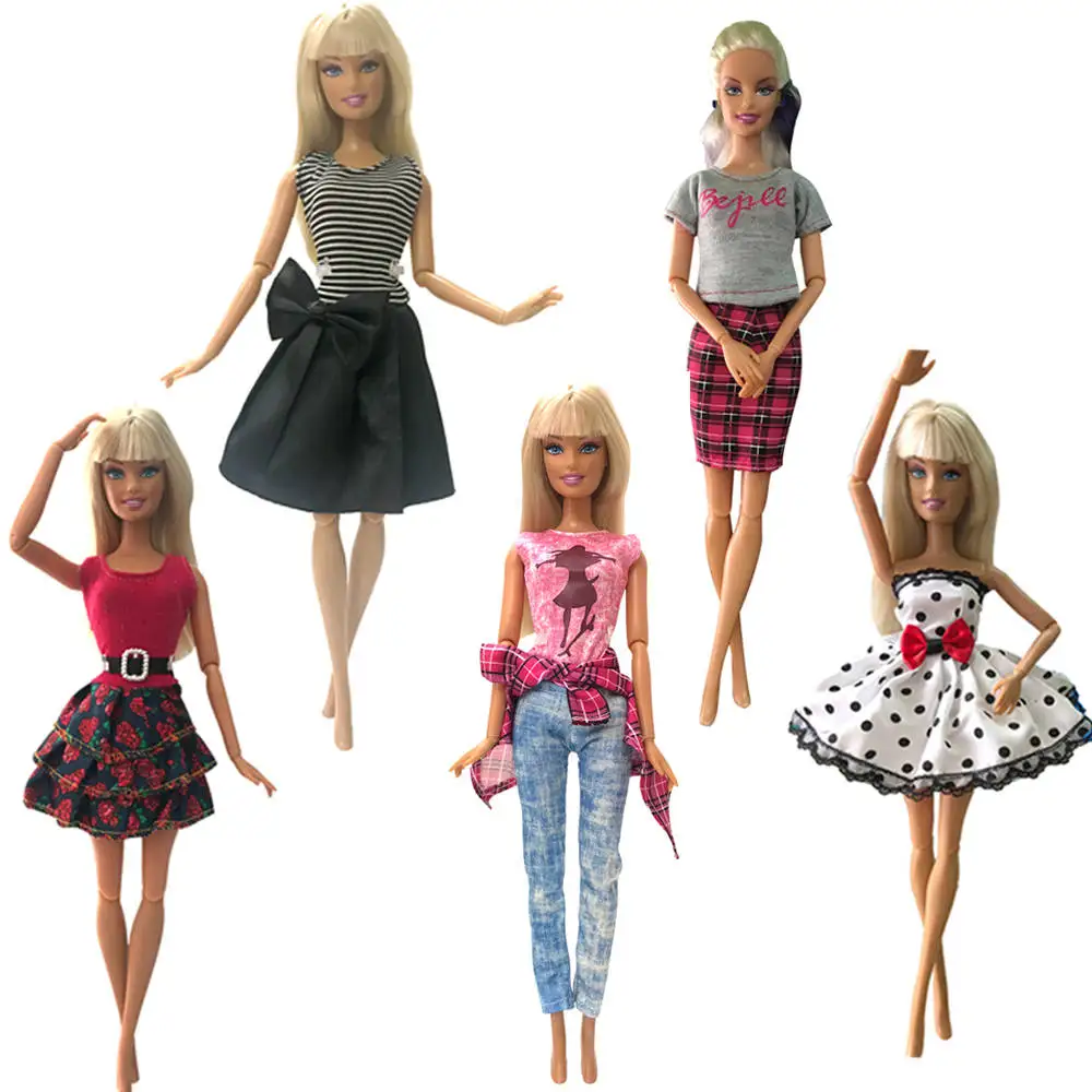 NK Mix style 5 шт./лот платье для куклы супер красивая одежда модная повседневная одежда Одежда для куклы Барби аксессуары DIY игрушки JJ