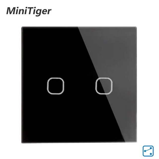 Minitiger ЕС 1 банда 2 способ настенный светильник контроллер умный дом автоматизация сенсорный выключатель водонепроницаемый и огнестойкий 2 банды - Цвет: 2 Gang 2 Way Black