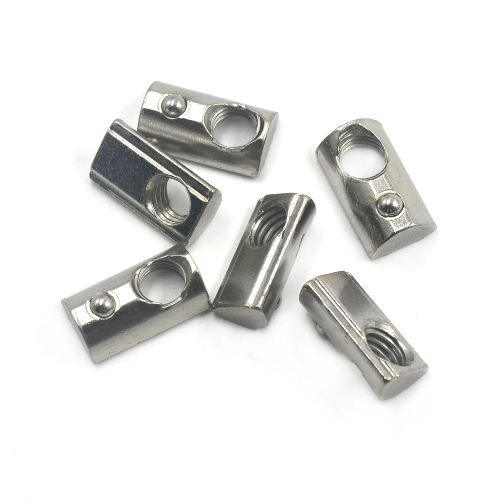 Domilay 30Pcs Plata Eu Standard 30 Series Ranura de Aluminio Acero Al Carbono Half Round Roll en Tuerca de Ranura T Deslizante con Rosca M8