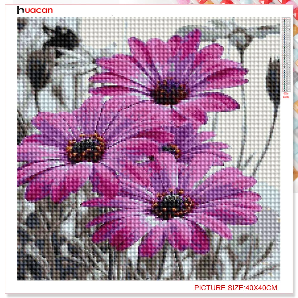 Алмазная вышивка цветки Huacan|picture of rhinestones|painting cross stitchdiamond painting stitch |