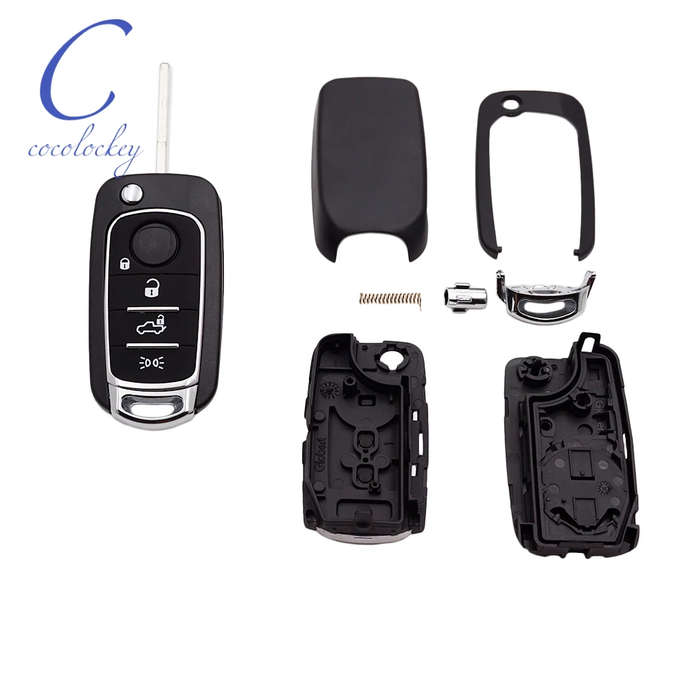 Cocolockey High Quality Folding Remote Key Shell Case Fob for Fiat 500X 500L Replacement Car Flip Key Case 4buttons