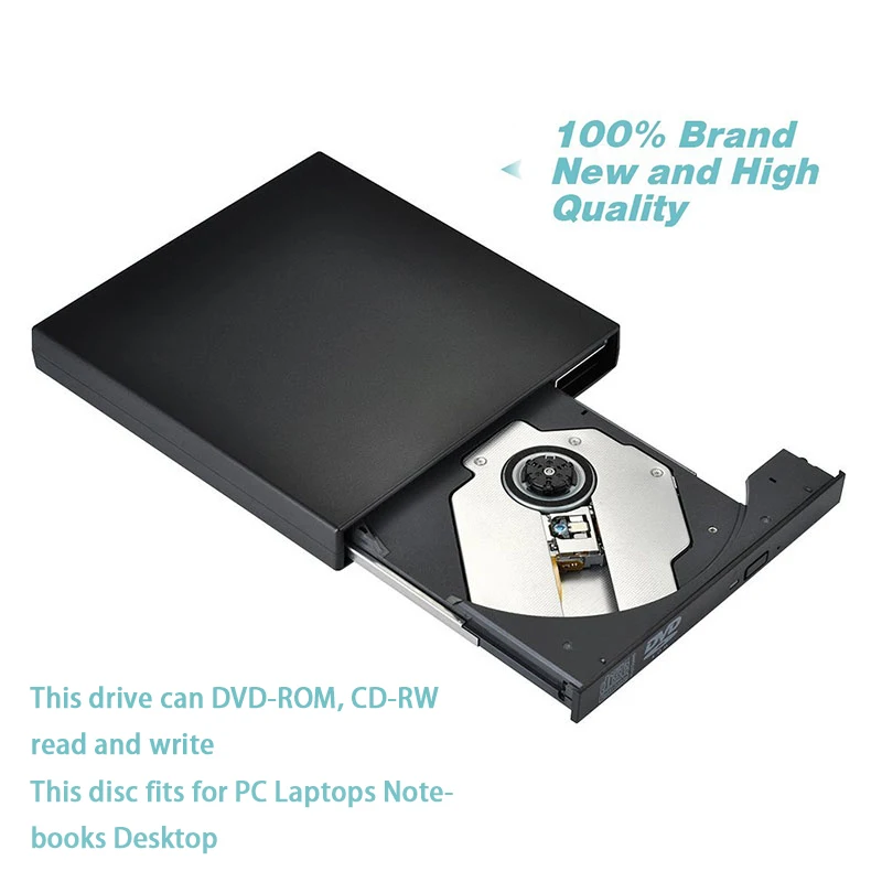 Внешний DVD rom Оптический привод USB 2,0 CD/DVD-rom CD-RW плеер горелка тонкий портативный ридер рекордер для ноутбука