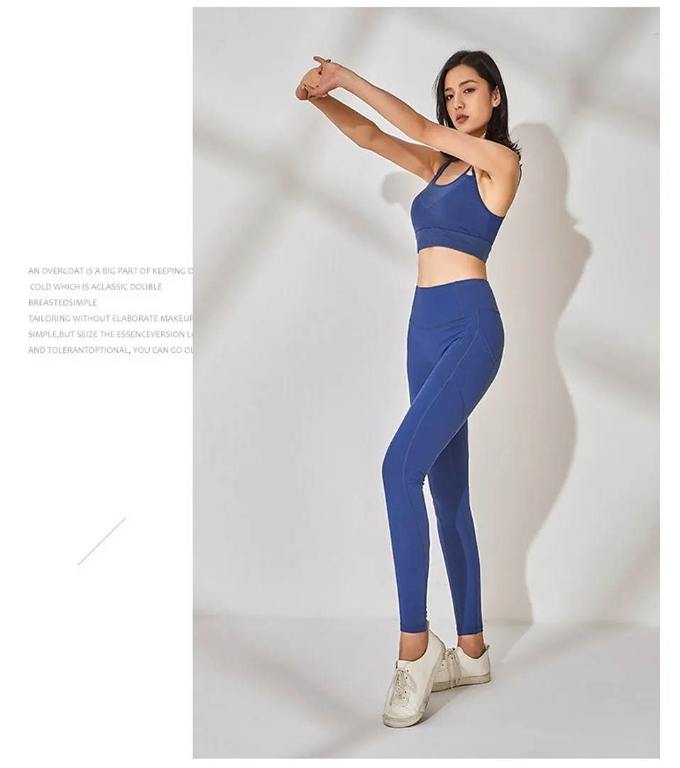 Для женщин с высокой талией для йоги брюки синий бесшовные леггинсы Спортзал Фитнес Бег ВОРКАУТ, отжимания Леггинсы спортивные брюки для тренировок распродажа