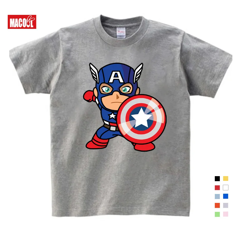 Fashion Captain America Distressed Shield Logo Cotton T-Shirts Boy Girls Printing T-shirt 3T-9T Gifts for Children's Birthday Fashion Captain America Distressed Shield Logo Cotton T-Shirts Boy Girls Printing T-shirt 3T-9T Gifts for Children's Birthday