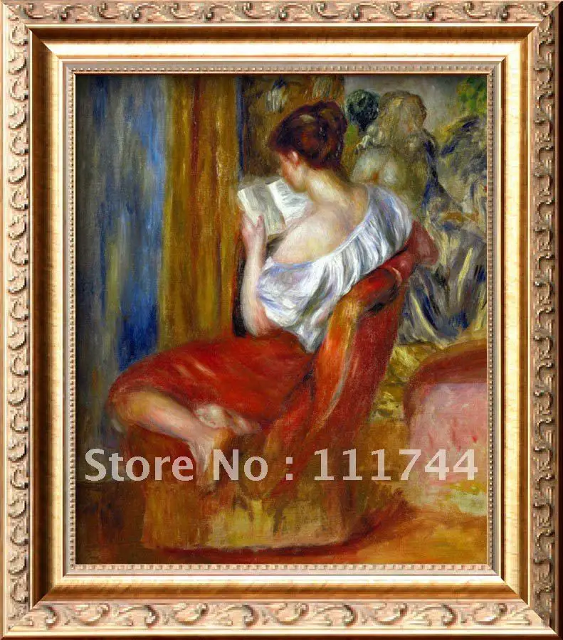

Modern painting portrait Reading Woman by Pierre Auguste Renoir Canvas 100%handmade High quality free shipping