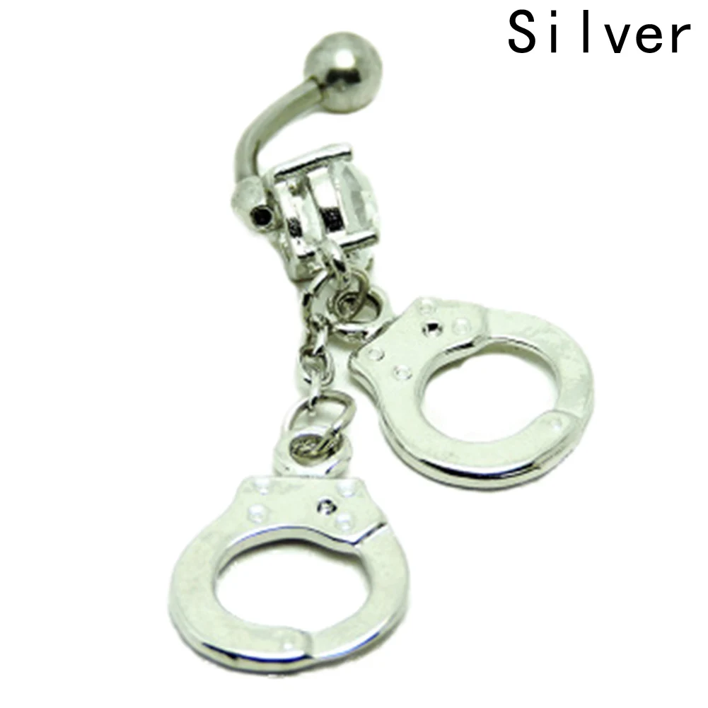 1 Piece Vintage Handcuffs Pendant Piercing Woman Belly Button Ring Body 