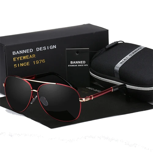 Модные поляризованные солнцезащитные очки для вождения, мужские очки, фирменный дизайн, высокое качество, 5 цветов, новые мужские очки - Цвет линз: red black