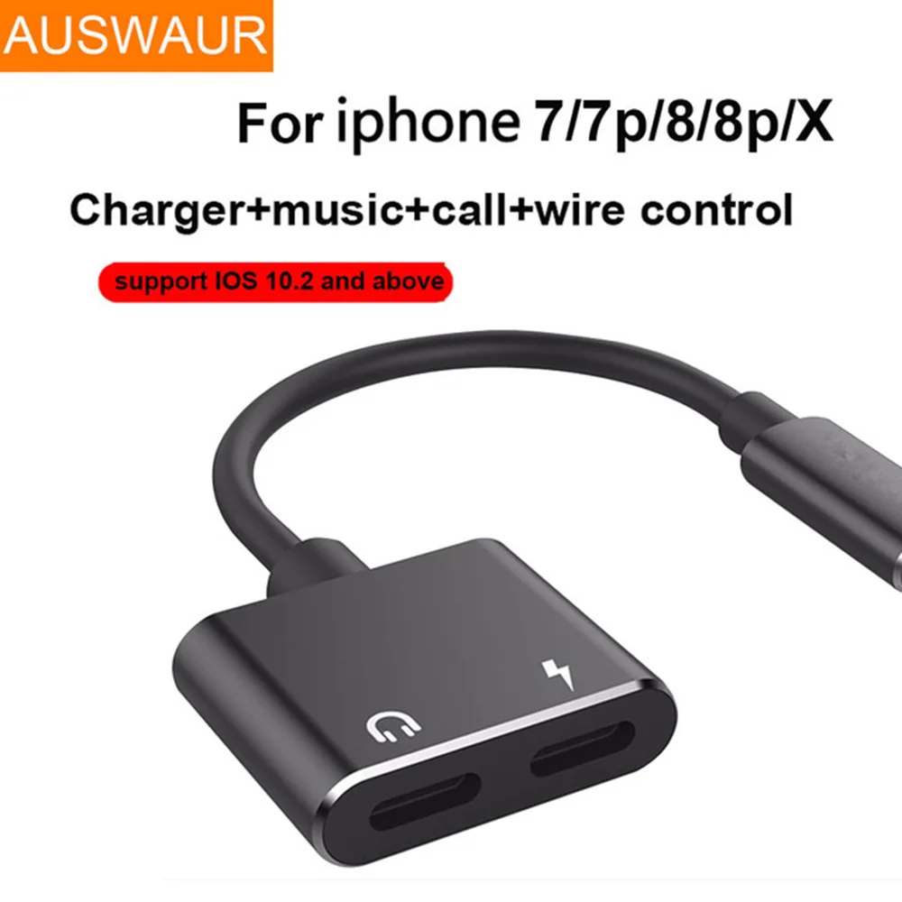 2 in 1 Headphone Audio Charger Adapter For iPhone 7 8 Plus Adapter For iPhone X Charging 