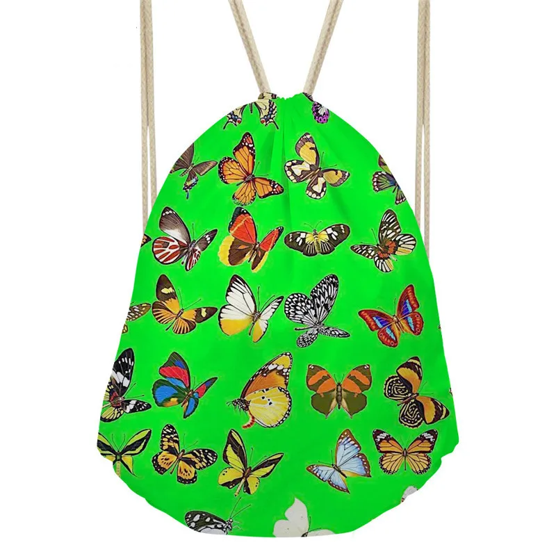 

ThiKin Pretty Women Butterfly Drawstring Storage Bag Light College Girls Travel Backpack Mini Ladies Bagpack Daypack