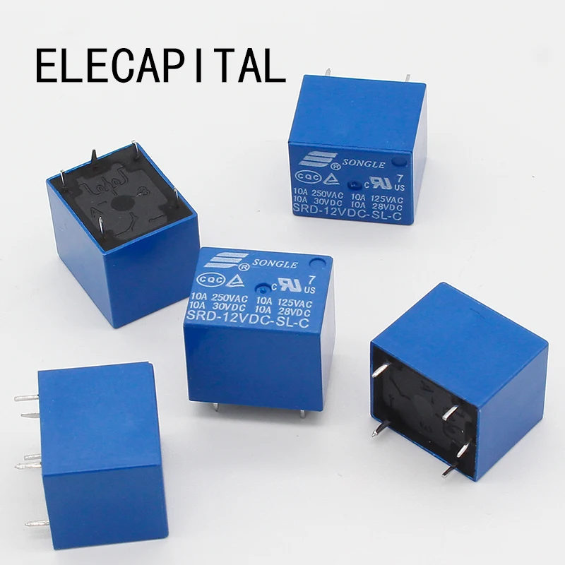 Free Shipping 5pcs lot SRD 12VDC SL C T73 12V 5 pin PCB Type 12V DC