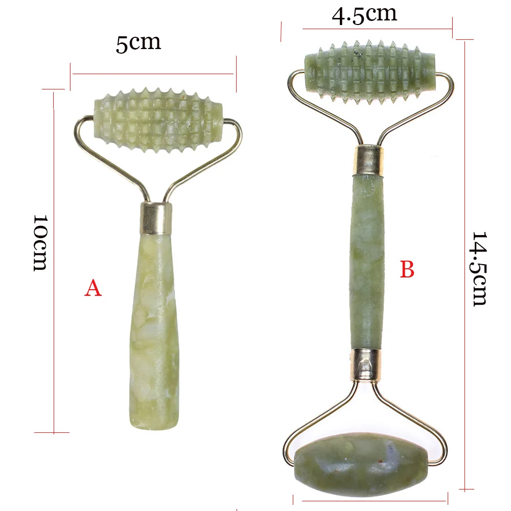 1 шт., Нефритовый роликовый массаж, двойная головка, массаж лица, против морщин, Антицеллюлитный инструмент, массажер для похудения лица, ролик