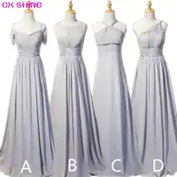 CX SHINE New Custom color Chiffon 4 style Gray long Bridesmaid Dresses cheap wedding Prom Dress party dress plus size Vestidos